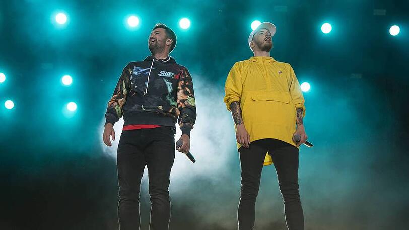 Casper (r.) und Marteria: Das gemeinsame Konzert nahe Essen musste nach kurzer Zeit abgebrochen werden