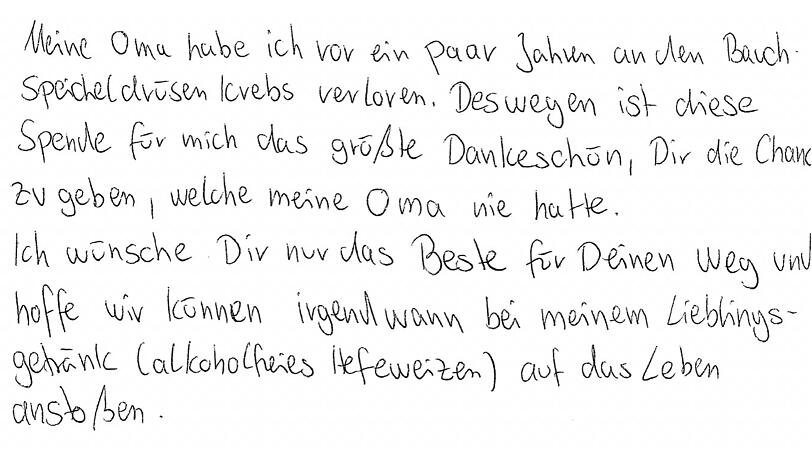 Geben als Geschenk: Ein Spender bedankt sich. Geben als Geschenk: Ein Spender bedankt sich.