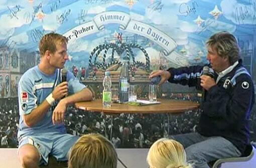 Stefan Aigner im Hacker-Pschorr-Fantalk mit Moderator Stefan Schneider.