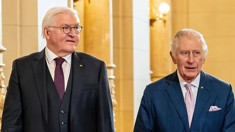 Frank-Walter Steinmeier (l.) und König Charles III. bei dessen Deutschland-Besuch im März 2023.