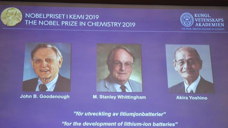 Die Gewinner des Chemie-Nobelpreises 2019: John B. Goodenough (l-r), M. Stanley Whittingham und Akira Yoshino. Die Gewinner des Chemie-Nobelpreises 2019: John B. Goodenough (l-r), M. Stanley Whittingham und Akira Yoshino.