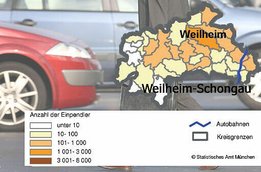 WEILHEIM-SCHONGAU: Einpendlerinnen 4507 Auspendler/innen 924 zusammen 5431