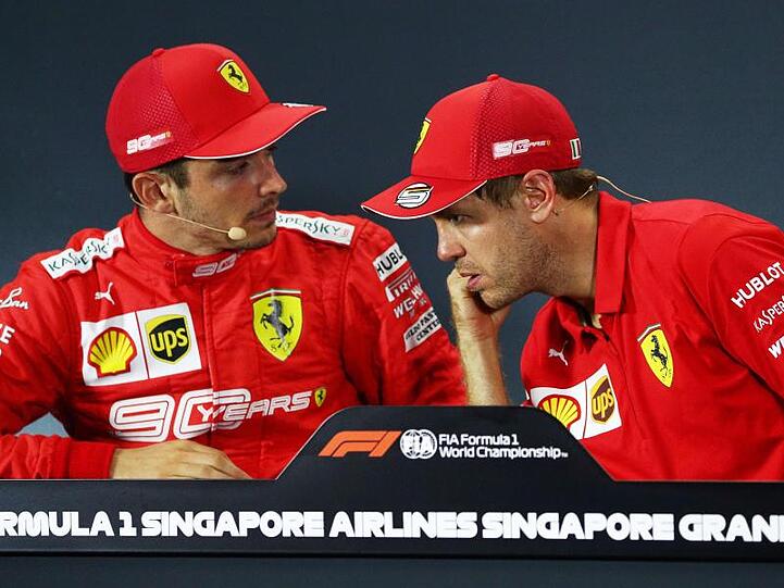 Teamkollegen und Kontrahenten: Charles Leclerc (l) und Sebastian Vettel.