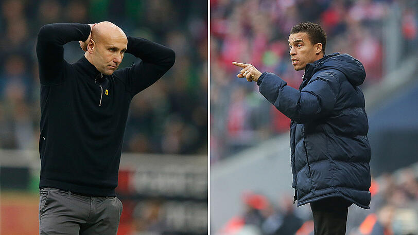 Fürchten um ihren Job: Gladbachs Trainer André Schubert (links) und Wolfsburgs Trainer Valerien Ismael.