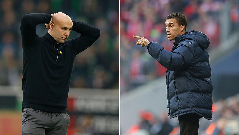 Fürchten um ihren Job: Gladbachs Trainer André Schubert (links) und Wolfsburgs Trainer Valerien Ismael. Fürchten um ihren Job: Gladbachs Trainer André Schubert (links) und Wolfsburgs Trainer Valerien Ismael.