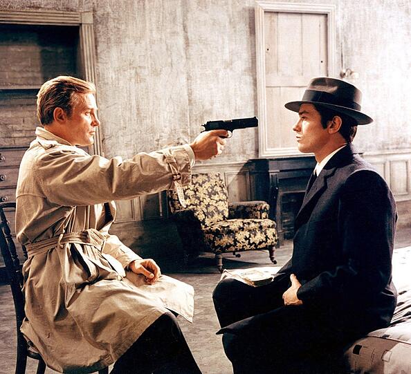 Alain Delon (rechts) in "Der eiskalte Engel" (1967).