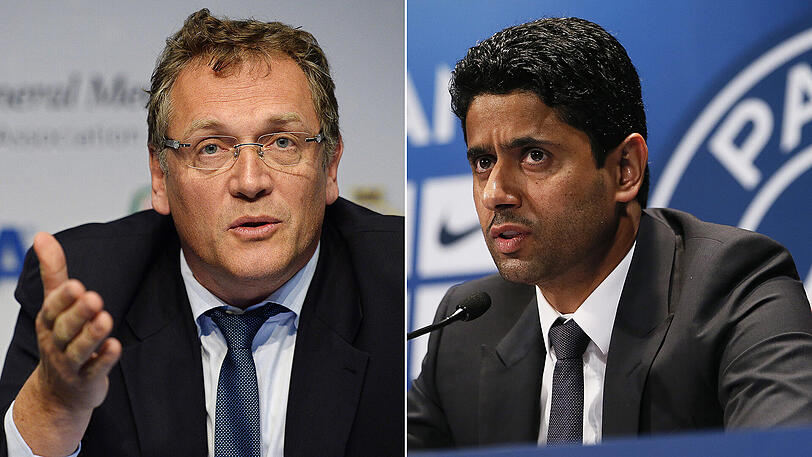 Der frühere Fifa-Generalsekretär Jérôme Valcke und Nasser al-Khelaifi, der Präsident des französischen Topklubs Paris St. Germain (rechts).