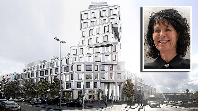 Das "gezähmte Haus": An diesem Entwurf für ein Gebäude in der Ridlerstraße am Heimranplatz entzündete sich in der vorigen Woche eine Debatte darüber, wie mutig Architektur sein sollte. Die Architekten mussten den Entwurf anpassen und abschwächen. Kleines Bild: Christine Degenhart, Präsidentin der Bayerischen Architektenkammer.