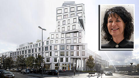 Das "gezähmte Haus": An diesem Entwurf für ein Gebäude in der Ridlerstraße am Heimranplatz entzündete sich in der vorigen Woche eine Debatte darüber, wie mutig Architektur sein sollte. Die Architekten mussten den Entwurf anpassen und abschwächen. Kleines Bild: Christine Degenhart, Präsidentin der Bayerischen Architektenkammer.