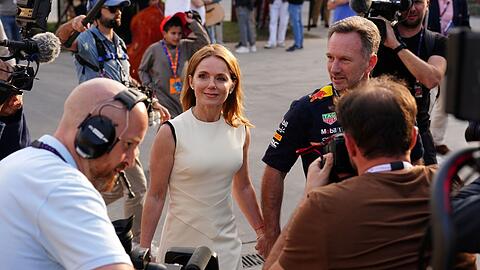 Red-Bull-Teamchef Christian Horner und seine Ehefrau Geri Halliwell beim Großen Preis von Bahrain.
