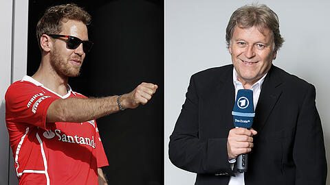 Ferrari-Pilot Sebastian Vettel und Formel1-Experte Norbert Haug (rechts).