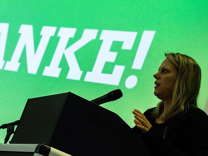 Die Grüne Fraktionschefin Maike Schaefer auf dem Parteitag.