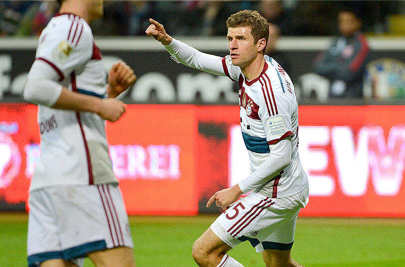 Thomas Müller erzielte im letzten Bundesliga-Spiel gegen Frankfurt drei Tore.