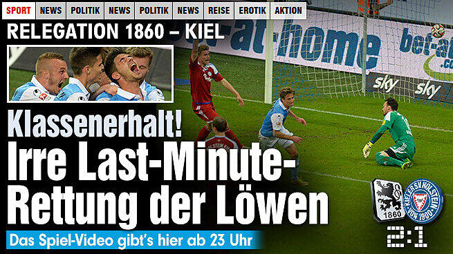 Die Pressestimmen zum Relegationsspiel zwischen dem TSV 1860 München und Holstein Kiel zum Durchklicken.