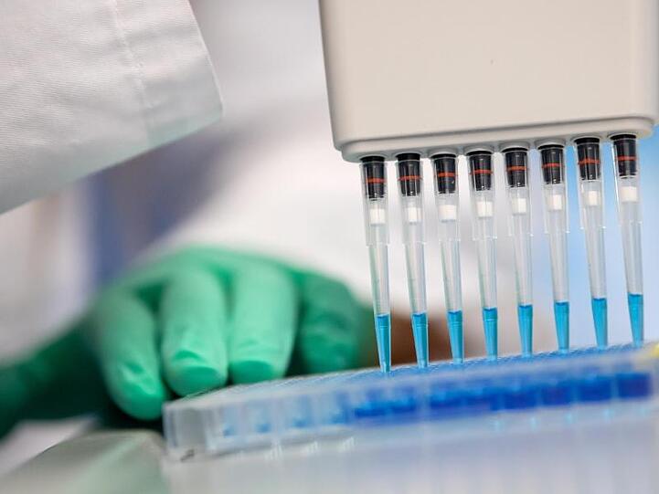 Eine Mitarbeiterin pipettiert in einem Labor einen Ansatz zum Proteinnachweis. Foto: Sven Hoppe/dpa/Archivbild
