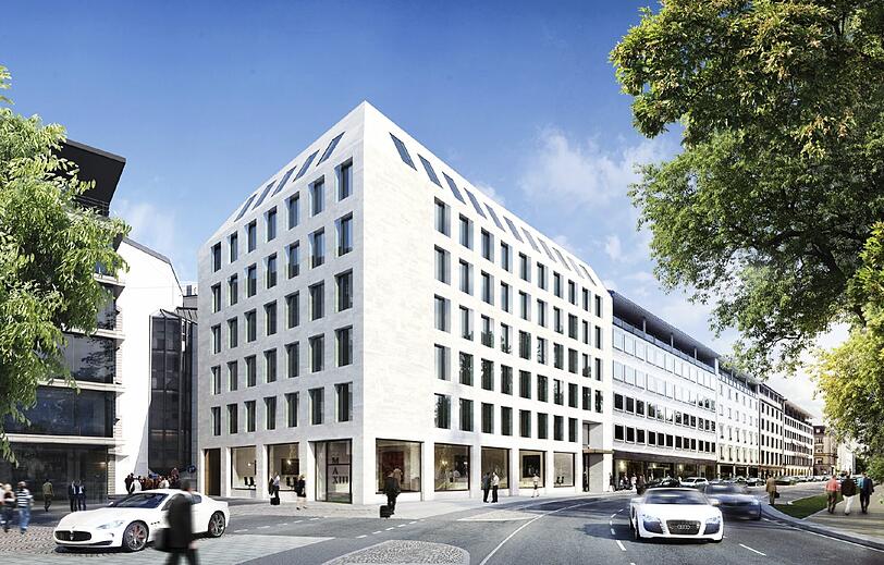 Das insgesamt sieben Geschosse hohe Gebäude am Maximiliansplatz 13 soll Mitte 2015 fertiggestellt werden.