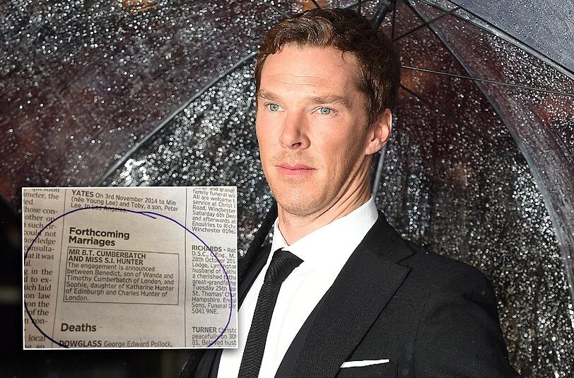 "Sherlock Holmes"-Star Benedict Cumberbatch hat sich verlobt und eine Verlobungsanzeige in der "Times" geschaltet.