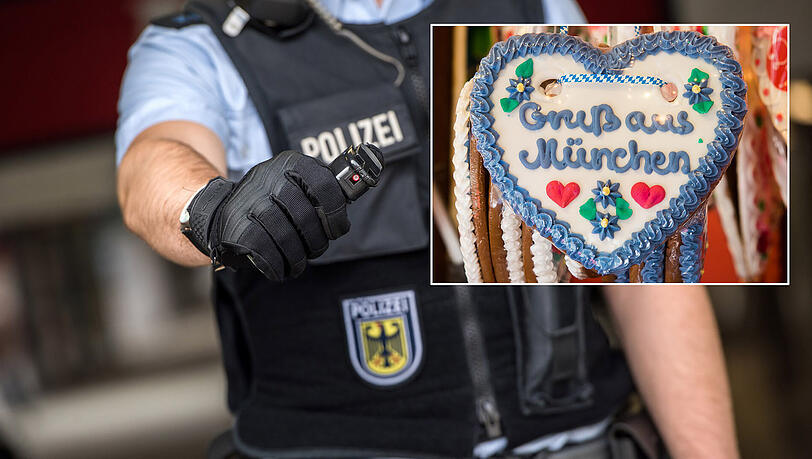 Der Polizei musste sein Pfefferspray gegen die Fußball-Fans einsetzen. Zuvor schlug ein Löwen-Anhänger einem Bayern-Fans dessen Lebkuchenherz aus der Hand. Der Polizei musste sein Pfefferspray gegen die Fußball-Fans einsetzen. Zuvor schlug ein Löwen-Anhänger einem Bayern-Fans dessen Lebkuchenherz aus der Hand.