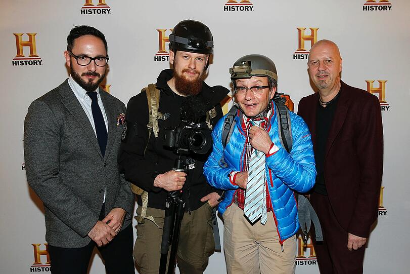 Emanuel Rotstein, Friedrich Meinecke, Wigald Boning und Dr. Andreas Weinek beim History-Weihnachtsbrunch in München