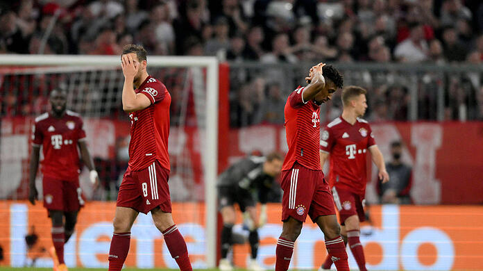 Der FC Bayern ist gegen den FC Villarreal aus der Champions League ausgeschieden – trotz guter Leistung von Leon Goretzka (l.) und Kingsley Coman.