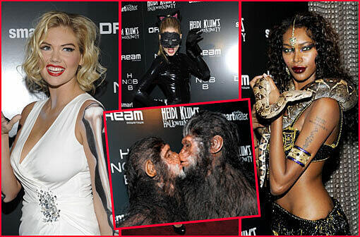 Eine auferstandene Marilyn Monroe, ein verliebtes Affenpärchen und sexy Models - das war die jährliche Halloween-Party von Heidi Klum in New York. Die Bilder!