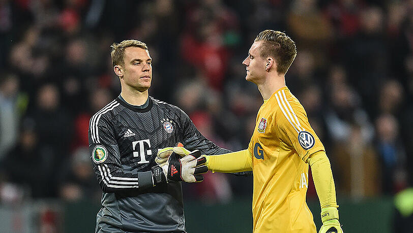 Bernd Leno (r.), Bayer Leverkusens Torwart, sieht Bayern-Keeper Manuel Neuer als Vorbild. Bernd Leno (r.), Bayer Leverkusens Torwart, sieht Bayern-Keeper Manuel Neuer als Vorbild.