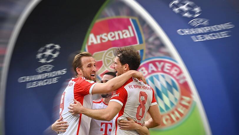 Showdown am Mittwochabend (21 Uhr) in der Allianz Arena: Der FC Bayern um Harry Kane (l.) trifft auf Arsenal London.