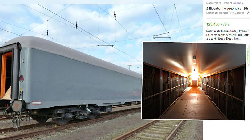 Die alten Eisenbahnwaggons sind zu haben. Kosten für die Anlieferung nicht inklusive.
