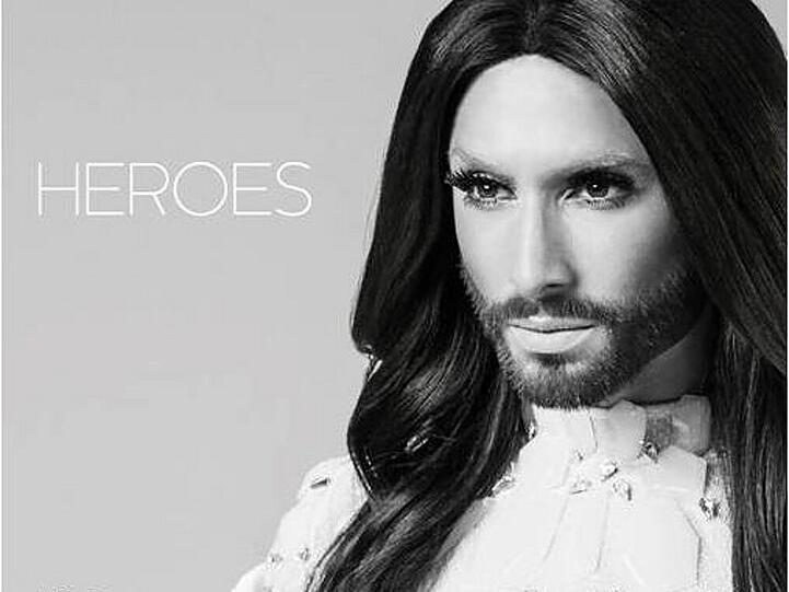 So ernst blickt Conchita Wurst vom Cover ihrer Single "Heroes"