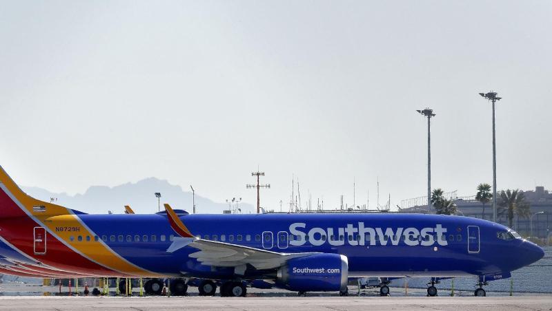 Flugzeuge des Typs Boeing 737 Max von Southwest Airlines auf dem Vorfeld des Sky Harbor International Airports in Phoenix. Flugzeuge des Typs Boeing 737 Max von Southwest Airlines auf dem Vorfeld des Sky Harbor International Airports in Phoenix.