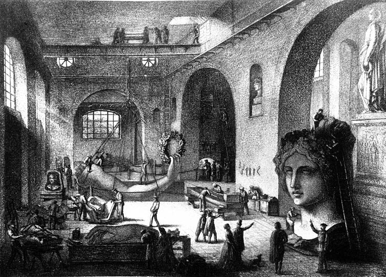 Blick ins Atelier: Radierung aus dem Jahr 1850.