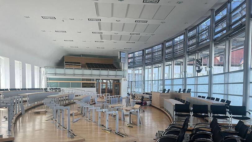 Der Plenarsaal im Magdeburger Landtag wird umgebaut.