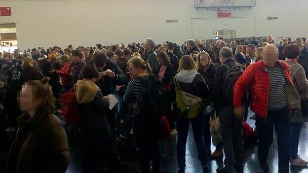 So sah es am Tag der Stimmenauszählung in Messehalle A2 aus.
