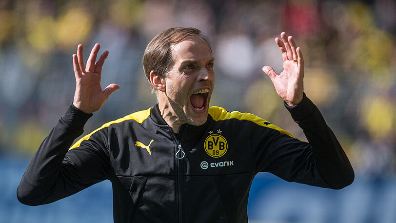 Dortmunds Trainer Thomas Tuchel mit vollem Einsatz.