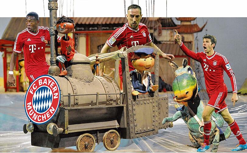 Auf nach Lummerland! Jim Knopf alias David Alaba, Lukas, der Lokomotivführer alias Franck Ribéry und das Urmel alias Thomas Müller sind nur ein Teil von Peps putziger Puppenkiste.