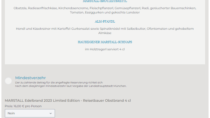 Die Reservierungsseite des Marstall-Festzelts.