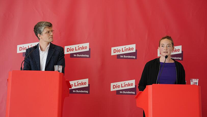 Linke-Politikerin Violetta Bock und Rechtsanwalt Johannes Franke in Berlin. Hat die Linke vor Gericht Erfolg?