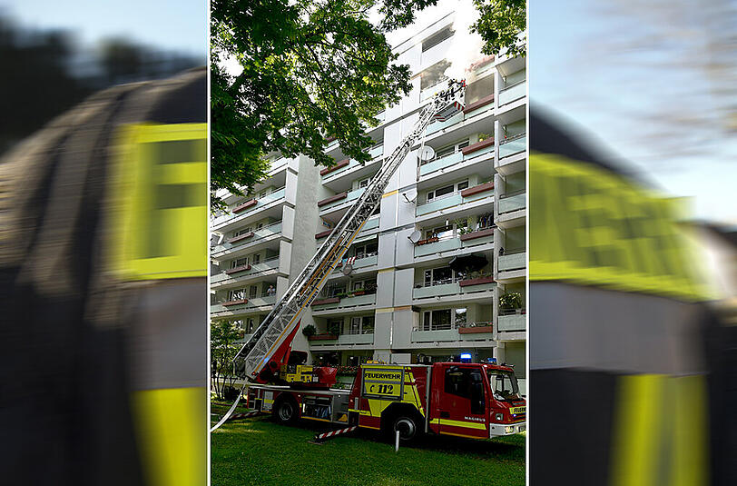 Mit der Drehleiter gelangte die Feuerwehr von außen an den Brandherd.