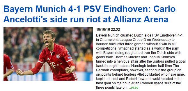 Die "Daily Mail" schreibt von einem Seitenlinien-Ausraster Ancelottis nach dem Tor von Arjen Robben.