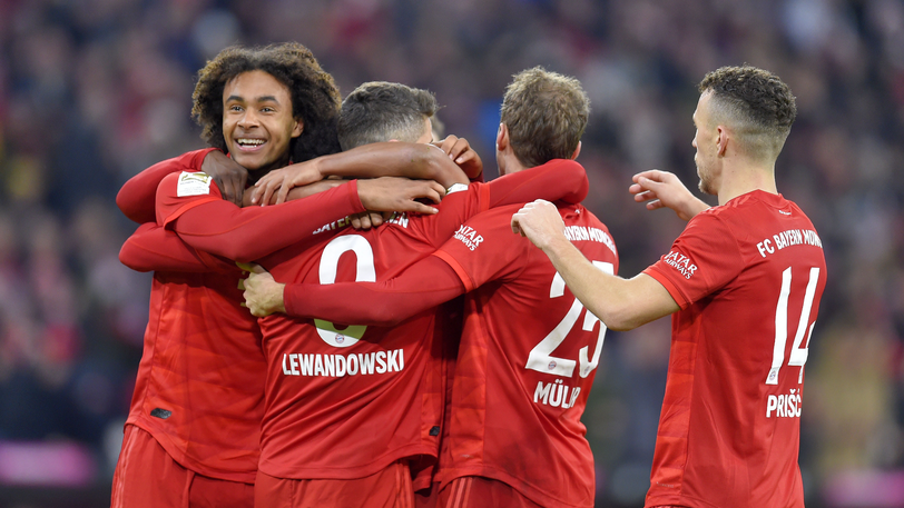 Der FC Bayern jubelt gegen Wolfsburg