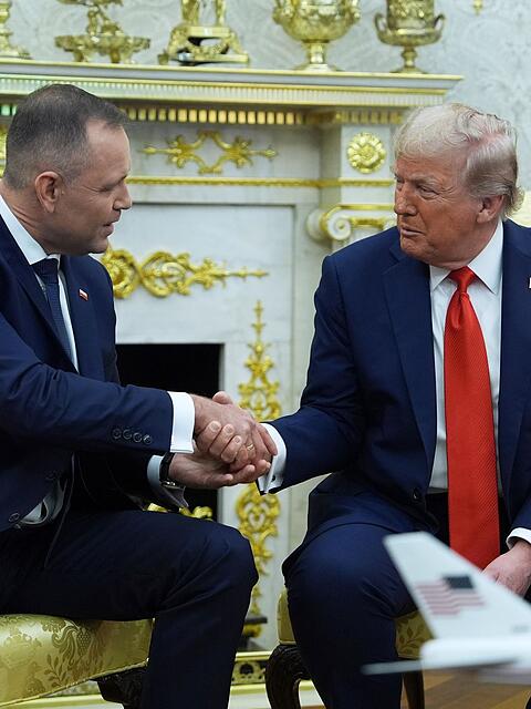 Trump und Nawrocki verstanden sich beim Treffen gut (Archivbild).