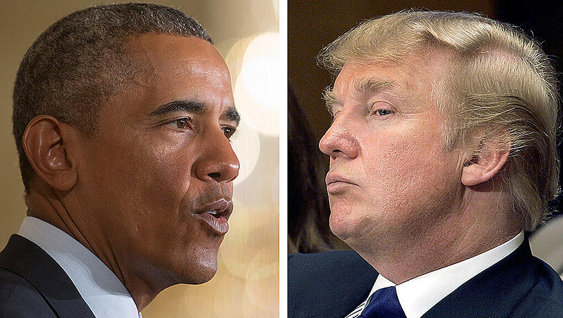 Der republikanische Präsidentschaftskandidat Donald Trump (r.) sorgte jetzt erneut für Wirbel. Grund dafür war der jetzige Präsident Barack Obama (l.). Der republikanische Präsidentschaftskandidat Donald Trump (r.) sorgte jetzt erneut für Wirbel. Grund dafür war der jetzige Präsident Barack Obama (l.).
