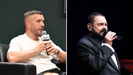 Lukas Podolski (links) hat sich in der "Gl&uuml;cksgef&uuml;hle"-Debatte um Alphaville und Frontmann Marian Gold zu Wort gemeldet.