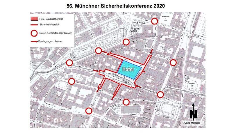 Die Sperrzone während der Siko 2020 in München.