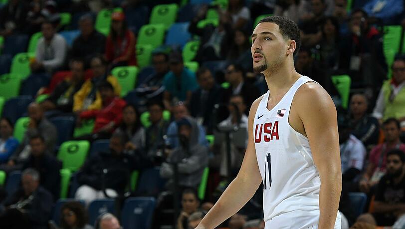 Klay Thompson, hier im Trikot der US-Nationalmannschaft bei den Olympischen Spielen in Rio. Klay Thompson, hier im Trikot der US-Nationalmannschaft bei den Olympischen Spielen in Rio.