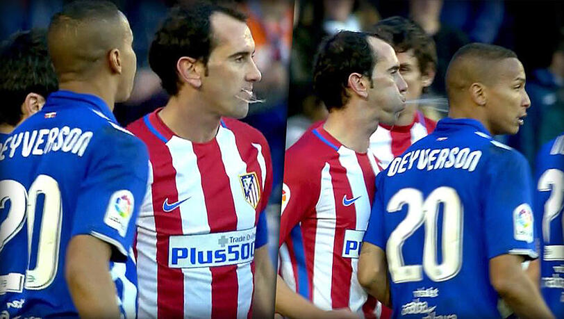 Deportivo Alaves gegen Atlético Madrid - ein langweiliges 0:0 war es nicht, eher ein ekliges. Dank der Hauptdarsteller Deyverson (Alaves, links) und Diego Godin (Madrid). Deportivo Alaves gegen Atlético Madrid - ein langweiliges 0:0 war es nicht, eher ein ekliges. Dank der Hauptdarsteller Deyverson (Alaves, links) und Diego Godin (Madrid).