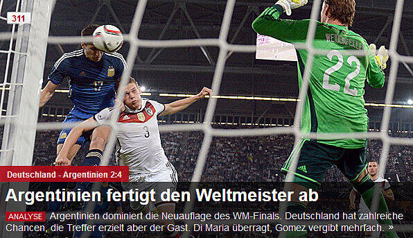"Argentinien fertigt den Weltmeister ab", spox.com