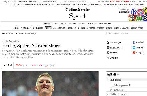 "Hacke, Spitze, Schweinsteiger". schreiben die Kollegen von der FAZ.