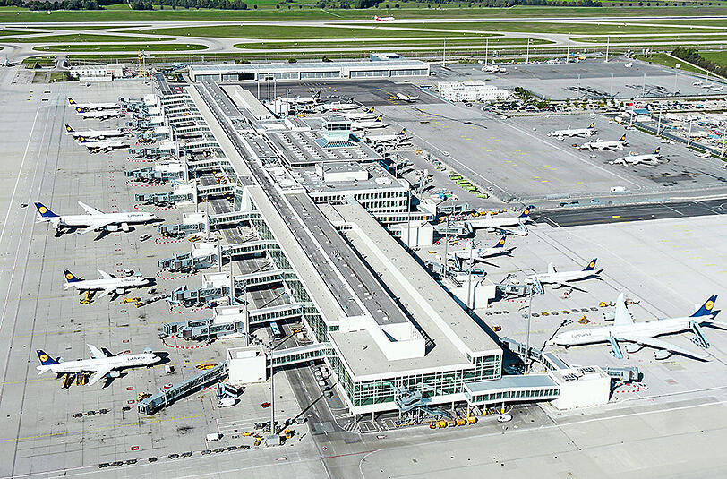 So sieht das Satellitenterminal am Flughafen München aus.