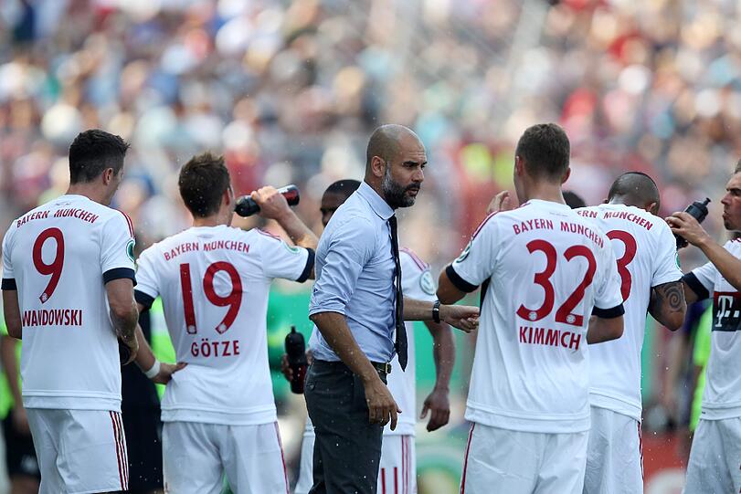 Pep Guardiola zeigte sich zufrieden mit der Leistung seiner Mannschaft beim 3:1-Sieg gegen Nöttingen.